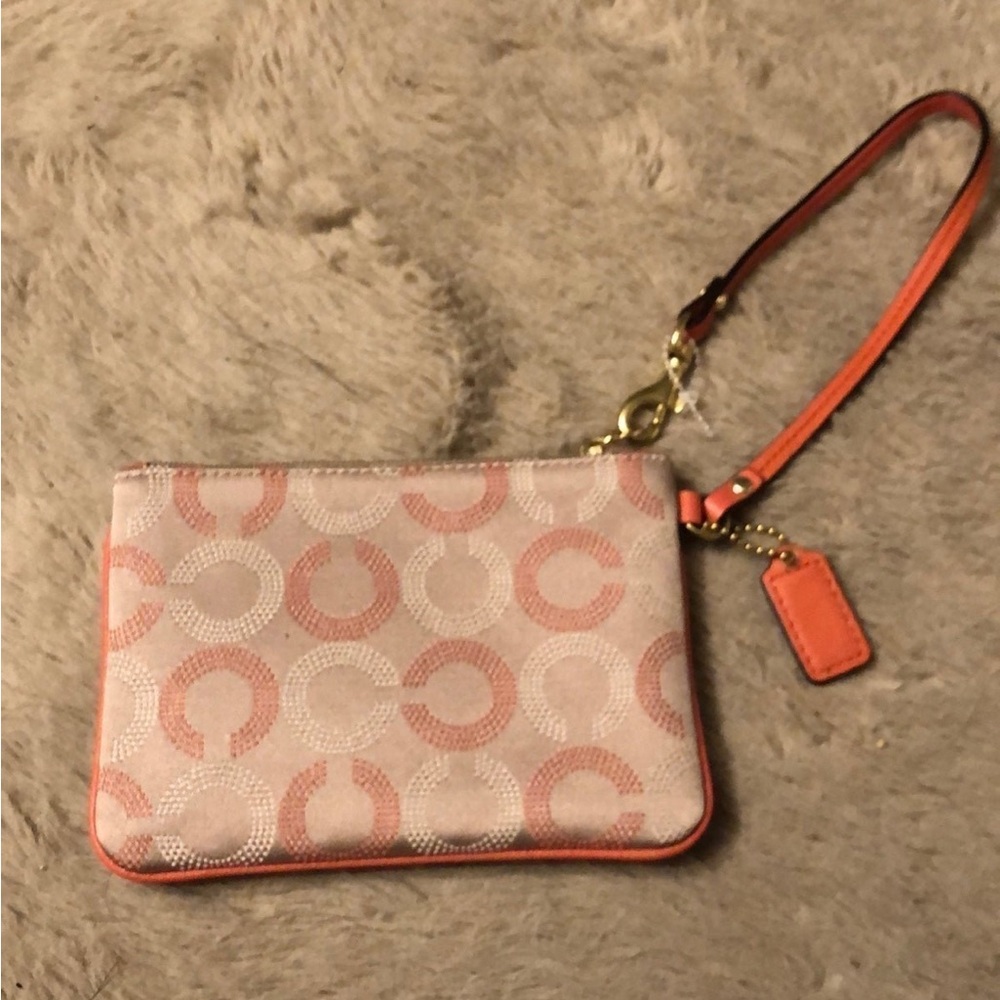 Coach Pink and Cream Patterned Wristlet